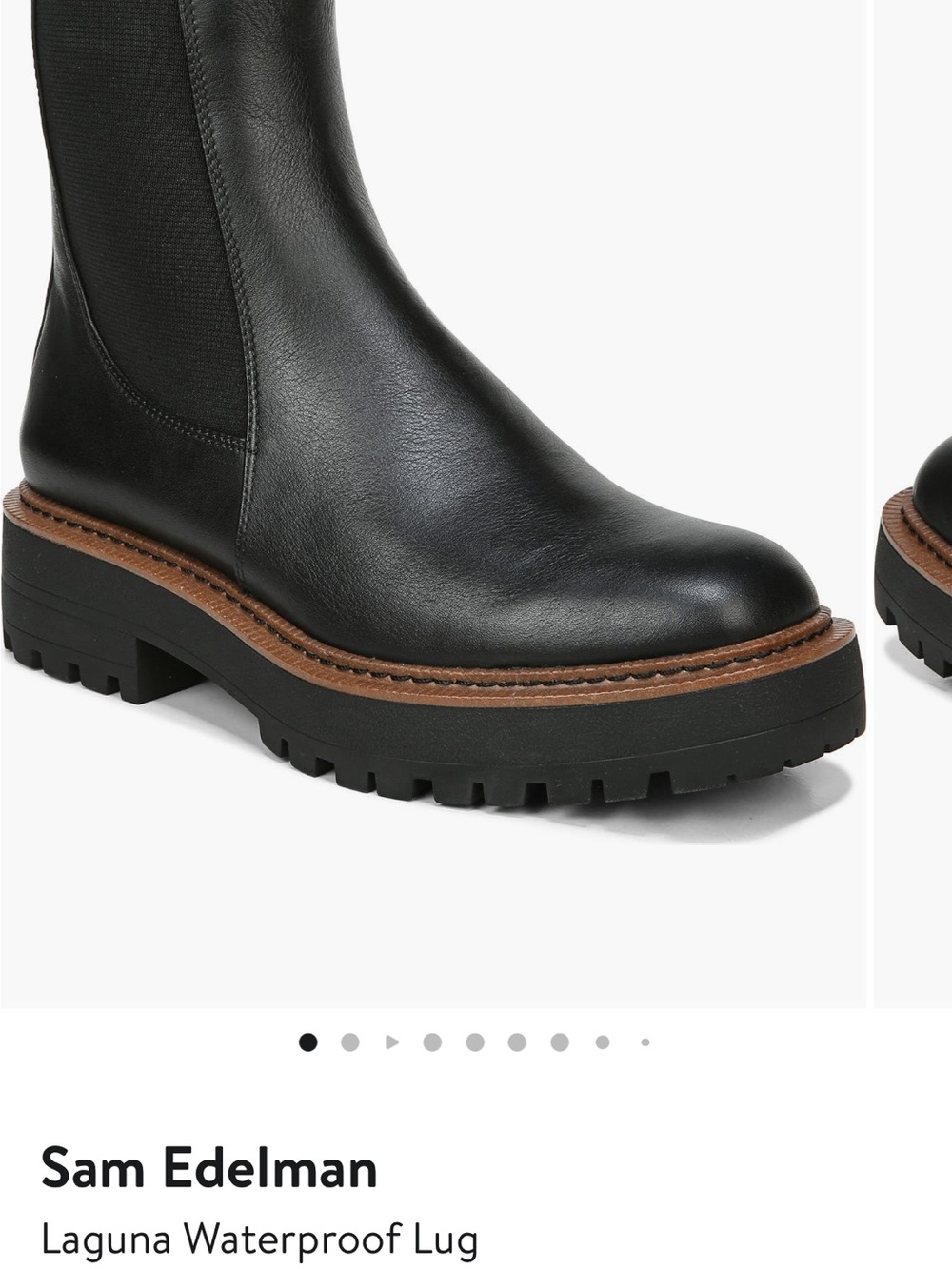 Sam Edelman Black Chelsea Lug-Sole Boot with Brown Welt